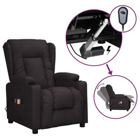 Vidaxl Elektrisk Massagefåtölj Svart Konstläder Svart