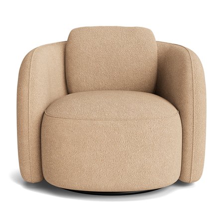 Lana Sessel, Drehfunktion, moderner Drehsessel in Dunkelbeige, 81cm Breite, strukturierter Stoff, bequemer Polstersessel für Wohnzimmer