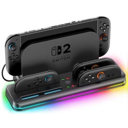 Ladestativ med RGB-belysning for Nintendo Switch 2