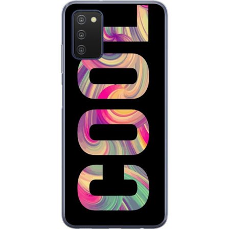 Yhteensopiva Puhelinkuori Samsung Samsung Galaxy A03s Nykytaiteellinen typografia taiteilu sanaa LOVE nestemäisissä sateenkaariväreissä mustaa tau