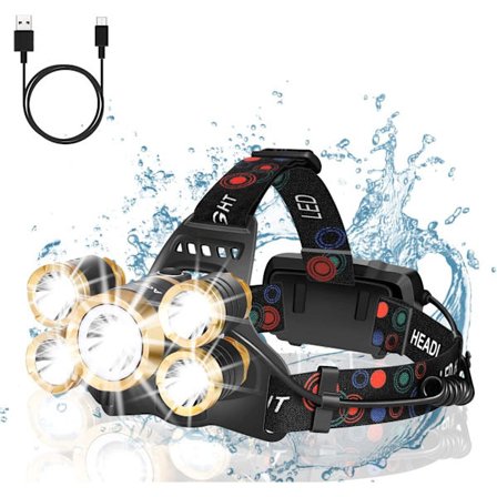 Päävalaisin ladattava otsalamppu Ultra Bright 5 LED otsavalo F