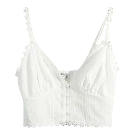 Stor Tredimensionell Blomspets V-ringad Kort Tunn Linne