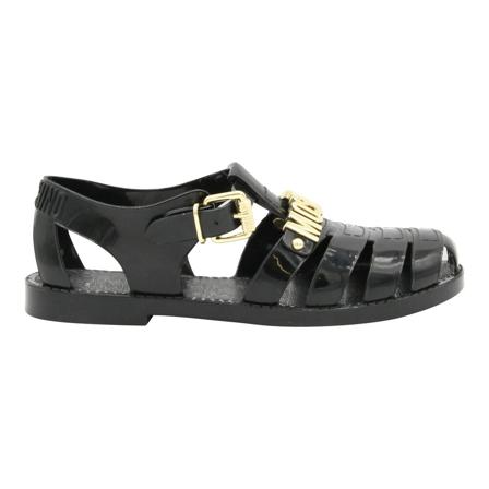 Moschino, Flat Sandals Czarny, Kobieta, Rozmiar: 37 EU