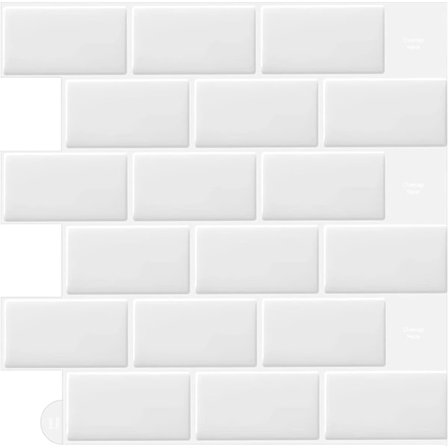 10-ark 3D Självhäftande Väggplattor, Skala och Klistra Väggplattor, Stänkskyddsplattor, Metro Subwayplattor Klistra på Plattorn för Kök & Badrum