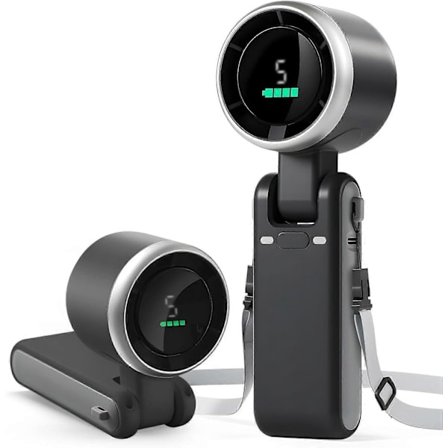 Håndholdt ventilator med høj hastighed (1-5) køleturbo, bærbar håndholdt ventilator med 4000mAh genopladeligt batteri, LED-display 180° rotation 