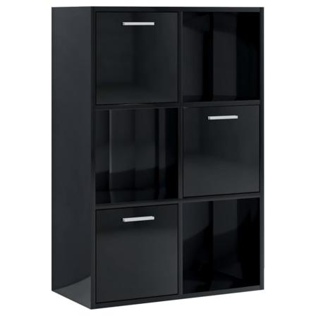 Vidaxl Förvaringsskåp Svart Högglans 60x29,5x90 Cm Spånskiva Svart