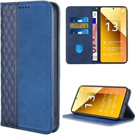 Etui til Xiaomi Redmi Note 13 5G (ikke til 4G), Anti-ridse tegnebogspose luksus lædereffekt Marineblå