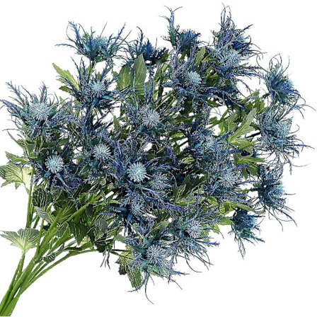1 st Äkta Storlek Konstgjorda Tistelblommor Realistisk Rustik Blå Tistel Dekor Spray Eryngium