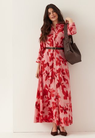 YAS - savanna Long Shirt Dress - Moonlite Mauve AOP:Cammy - Kläder - - Bubbleroom