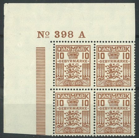 Danmark 1930 - Gebyrmærke AFA 3 - 4-blok - Postfrisk