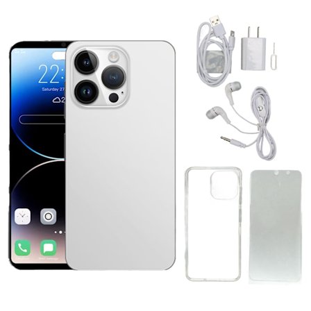 6,1 tommer smartphone med ti kerner, 2G, 4 GB, 64 GB, 8 MP, 16 MP, 7000 mAh, Android 11.0 mobiltelefon til daglig brug, 100-240 V, hvid