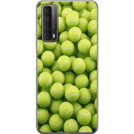 Yhteensopiva Puhelinkuori Huawei Huawei P smart 2021 Vihreiden tennispallojen kuvio korkealla tarkkuudella, urheilullinen motiivi toistettavalla tekst