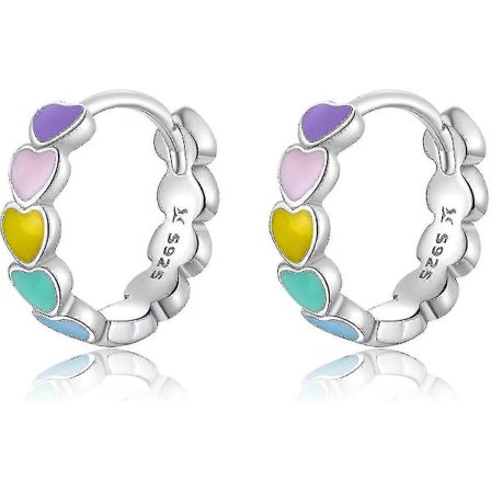 925 Sterling Sølv Børne Øreringe Til Piger Små Hoop Øreringe Små Piger Mode Allergivenlige Smykker Fødselsdagsgaver Regnbue Farverige