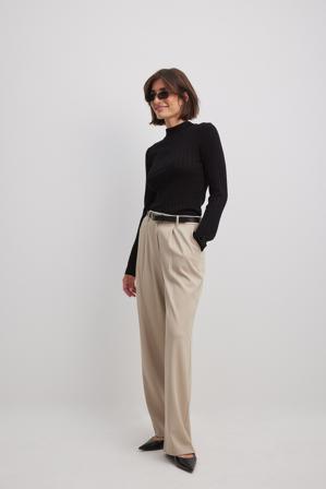 NA-KD Party Pantalon de tailleur droit à taille mi-haute - Pantalon cigarette - Beige - EU 38