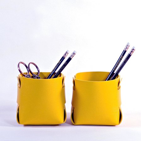 2-pack vegansk konstläder - Fjärrkontrollhållare - Snygg pennhållare - Blyertshållare