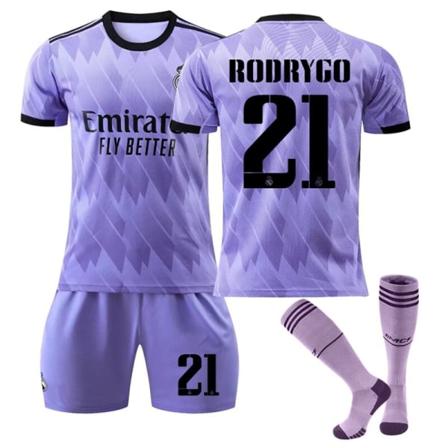 22/23 Real-Madrid bortatröjor Barn Pojkar Fotbollssatser Träningsdräkt Sportkläder 22/23 rmd away #21 20