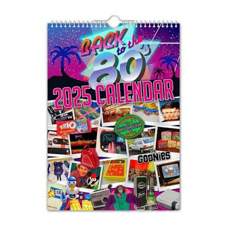 Tilbake til 80-tallet 2025 Veggkalender Vintage-tema Hjemmeinnredning Tapetkalender for Kontorinnredning