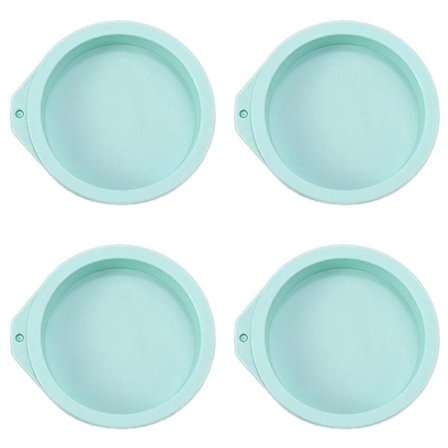 4 st Silikon Bakform Rund Tårtform Set Silikon Bakform för Bakning Regnbågstårta och Mousse, Blå, 4 Tum