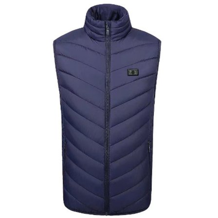 Oppvarmet vest for menn og kvinner, USB-oppladbar oppvarmet jakke, kontrollvest, 3 varmenivåer, 11 varmesoner, blå