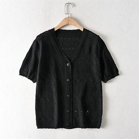 Hollow Kort Kortärmad Stickad Kofta Topp