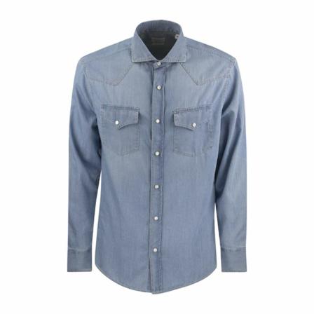 Brunello Cucinelli, Lightweight denim shirt Blauw, Heren, Maat:M