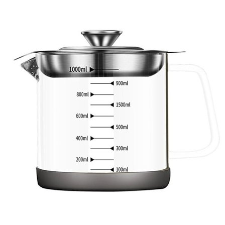 Glass sausseparator med filterlokk, fettseparator, fjærkre 1000 ml