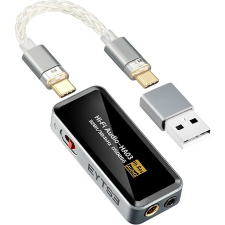 2025 Siste Modell Bærbar USB C DAC Hodetelefonforsterker, HiFi 32Bit/384kHz Dobbel CS43131 Dekoder Mini DAC Amp Dongle, 3.5mm/4.4mm Balansert