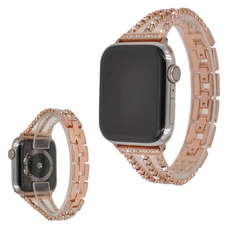 Apple Watch Series 5 44mm rhombus klockarmband - rosa guld