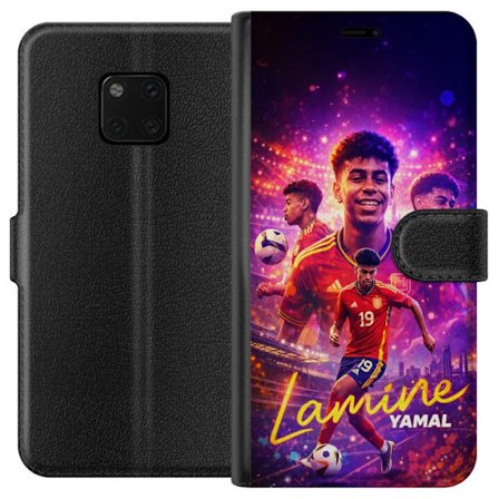 Yhteensopiva Lompakkokotelo Huawei Huawei Mate 20 Pro Lamine Yamal jalkapallo juliste Espanjan maajoukkueen pelipaidassa dynaamisella liikkeellä, vä