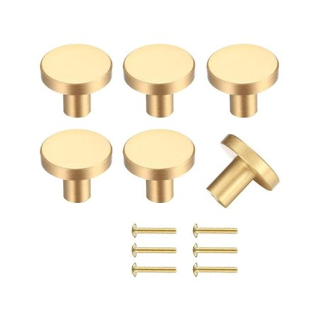20 x 25 mm 6 st knoppar för lådor, guld möbelknoppar, runda skåpknoppar, guld mässingsknoppar för lådor, köksdörrhandtag för inredning,