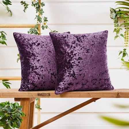 Sæt med 2 bløde og slidstærke pudebetræk, mørklilla, til soveværelse, stue, 40x40 cm