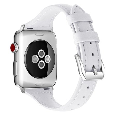 Apple Watch (41mm) B6 urrem i ægte læder - Hvid / Størrelse: L