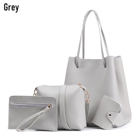 4 stk. PU Læder Håndtaske Cross Body Tasker GRÅ