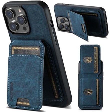 SUTENI iPhone 15 Pro Wallet Case MagSafe Card Holder Stand - Blue