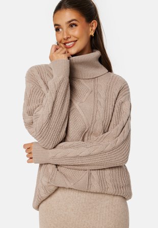 BUBBLEROOM Tracy knitted sweater dress Nougat Klær