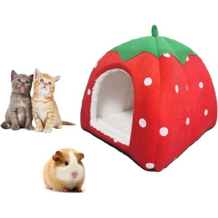 Söpö mansikan muotoinen lemmikkieläinten peti marsuille, kaneille, pupuille ja kissanpennuille