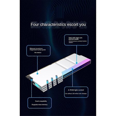Tietokone DDR4 DDR5 5V ARGB Sync Muisti Jäähdytin PC RGB Värikäs RAM Jäähdytyselementti Jäähdytyslevy Panssari Musta