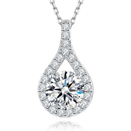 Halskæde 18K hvidguldbelagt sølv ideel slebet diamant halskæde til kvinder