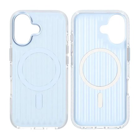 Corrugated suitcase metal paint magnetic suction Case For iPhone 17 Blue