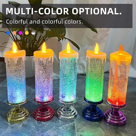 LED Magisk Ljusstake med 7 Färger Automatisk Byte USB Laddningsbar Vattentät Glitter Lågfritt Ljus -ES