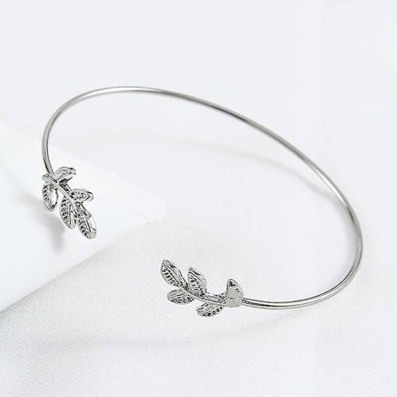 Womens Leaves Armband Öppen armring Snygg smyckepresent