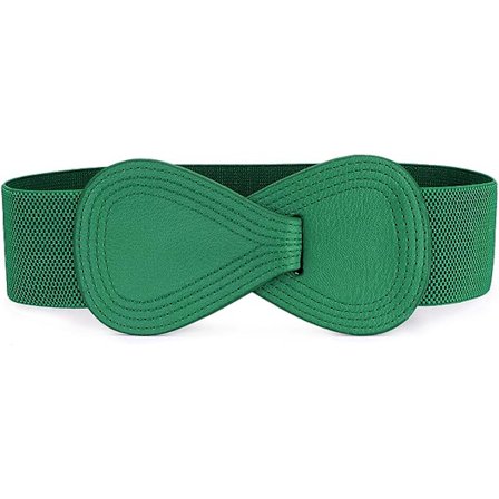 Interlock Buckle 8-formet Faux Lær Elastisk Belte Cinch Midje Bånd for Dame