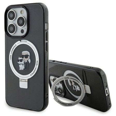 Karl Lagerfeld KLHMP15LHMRSKCK iPhone 15 Pro 6.1" svart hård väska Ringställ Karl&Choupette MagSafe