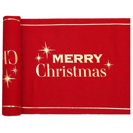 Bordslöpare Röd "Merry Christmas" 28x300cm - Partyninja.se