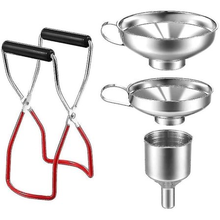 Kjøkkentraktersett, 4 deler Kjøkken silktrakt, Rustfri stålktrakt, Liten rustfri ståltrakt, syltetøyklype, krukker, syltetrakt -DQ