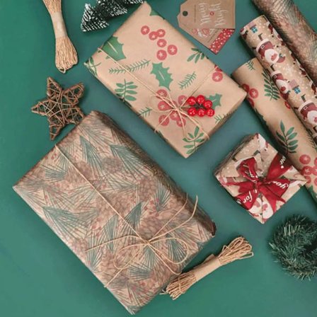 Christmas Wrapping Paper Santa Claus Snowflake Pattern Gift Wrap Artware Kraft Paper Decorative Gift Packaging Paper