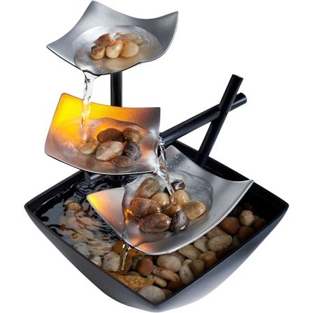 [CA] Zen Vannfontene med Automatisk Pumpe, Dyp Basseng & Elvesteiner - Innendørs Avslapningsdekor, 25cm Høyde [JUN]