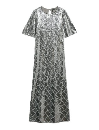 Vmmilka 2/4 7/8 Dress Wvn Silver Vero Moda