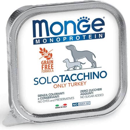 Monge Monoprotein Solo Tacchino Cibo Umido Per Cani Adulti 150g