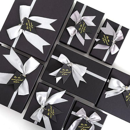 Sort Sløjfe Gaveæske Stor Fødselsdag Julegaveæske Sæt Papæske Gaveæske Tom Rød Emballageæske (FMY)